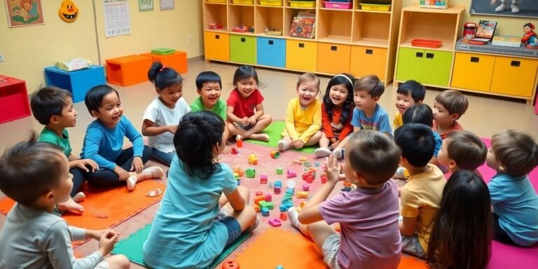 Children enjoying circle time activities together in a classroom.