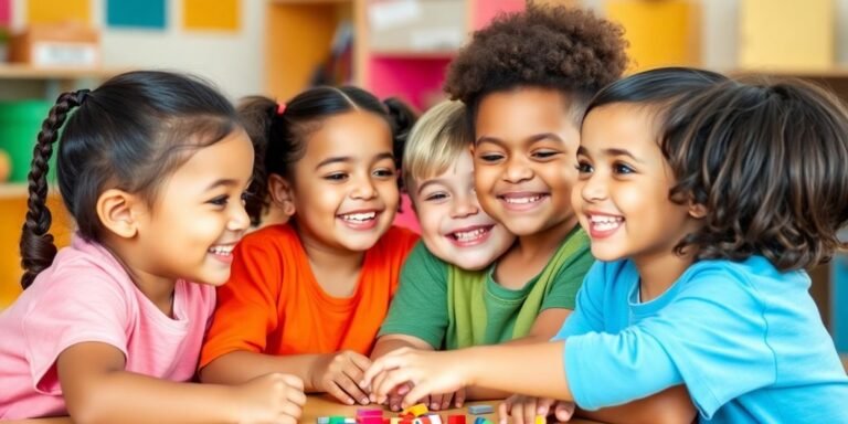 Preschool children playing together in a friendly environment.