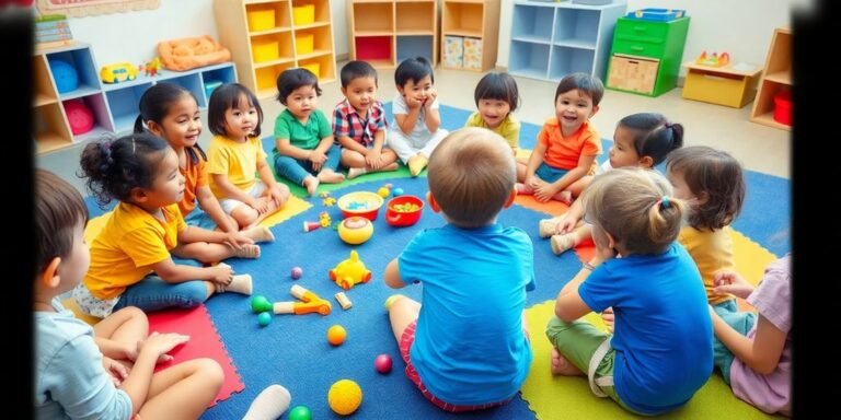 Preschool children engaged in joyful circle time activities.