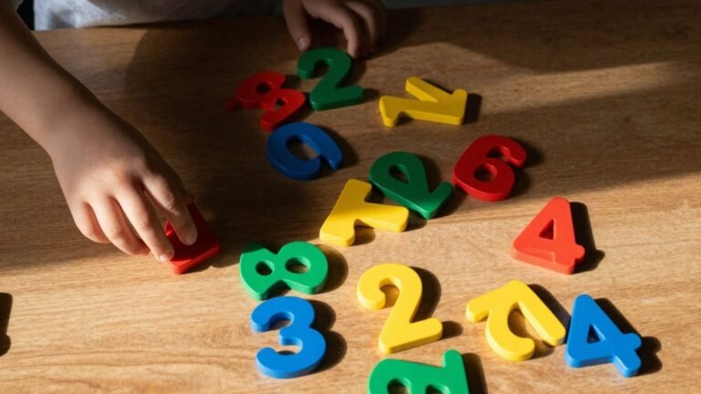 Colorful math blocks and shapes for preschoolers.