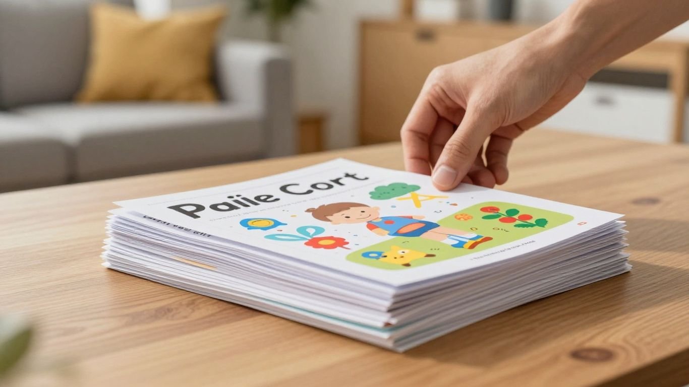 Printable parenting worksheets on a table