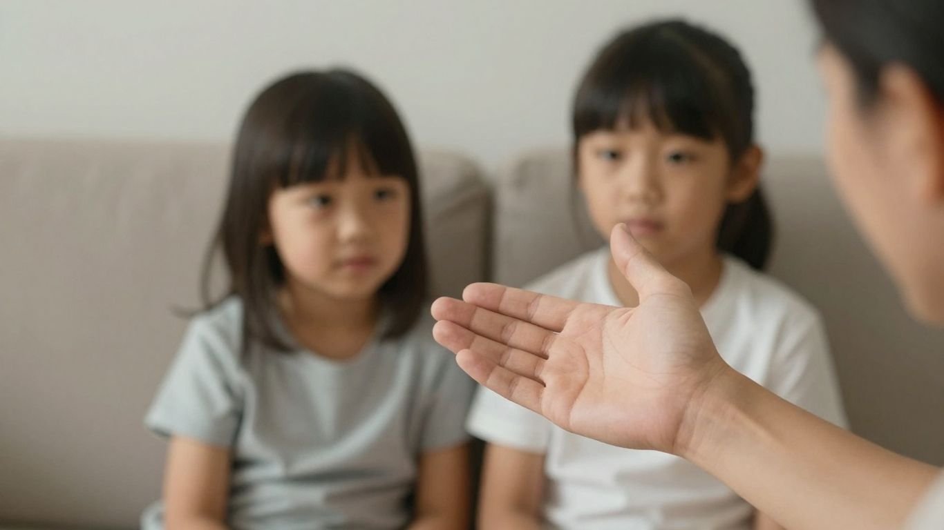 Parent setting boundaries with a child.